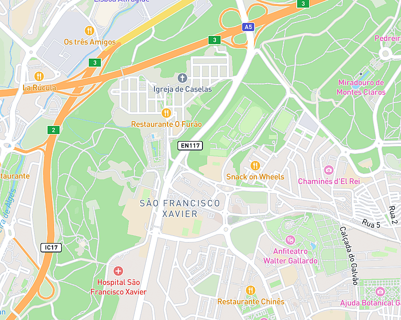 Um mapa que apresenta a localização de AniCura Restelo Centro Veterinário