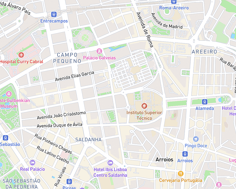 Um mapa que apresenta a localização de AniCura Arco do Cego Hospital Veterinário